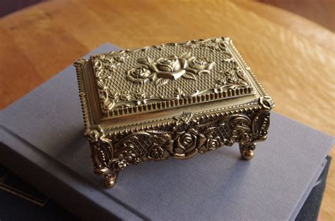 vintage brass jewelry box